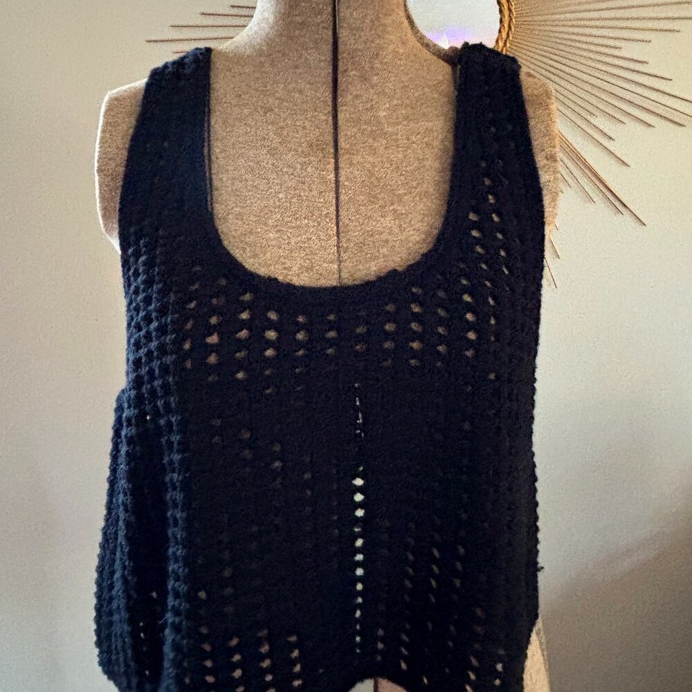 Black Crocheted Tank Top